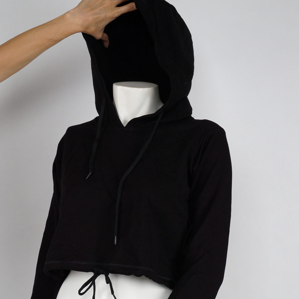 Soft cropped hoodie with long sleeves - Picture 4 of 5